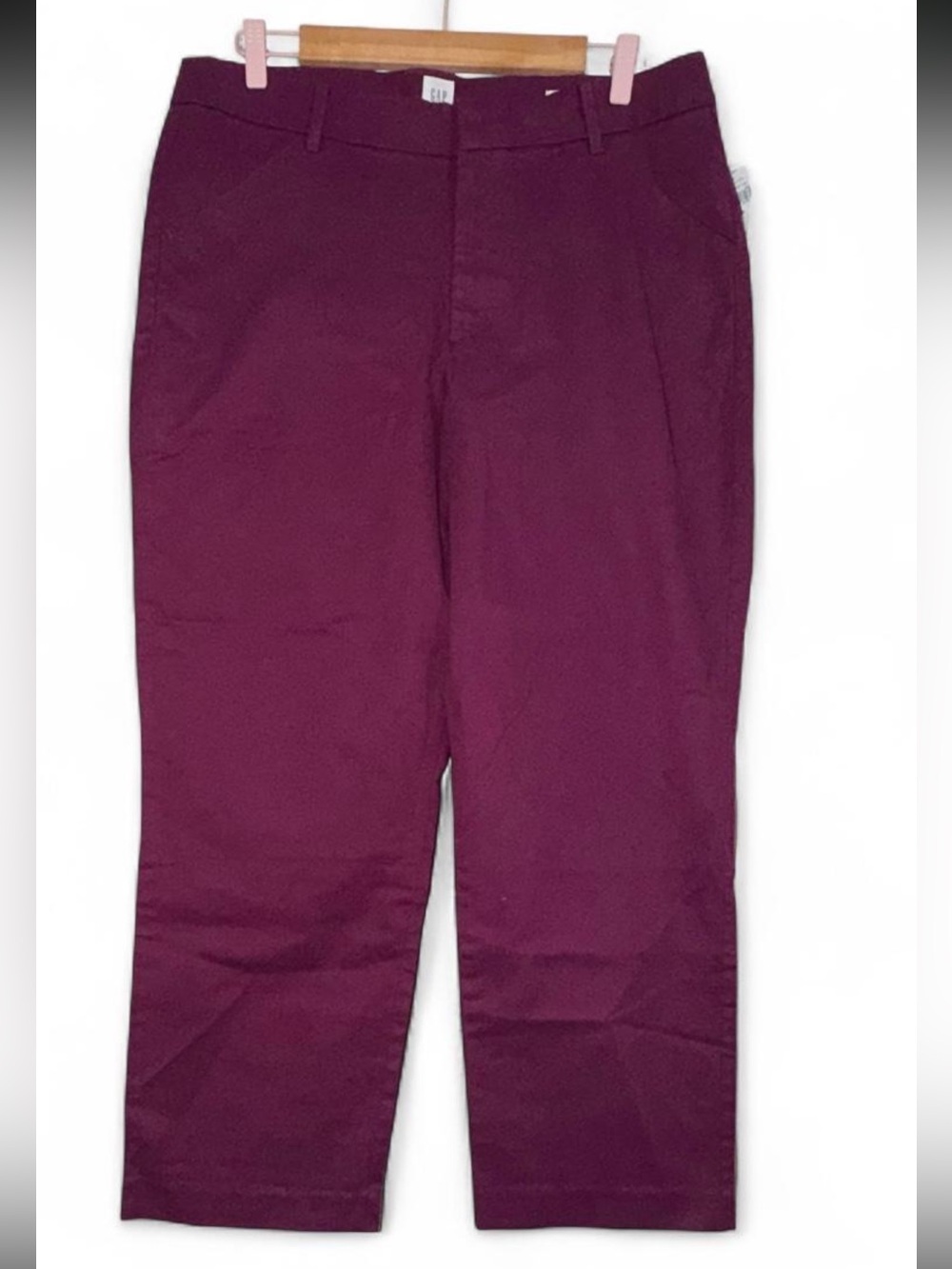 Gap Ladies Slim Ankle Khaki High Rise Stretch Burgundy/Purple Pants Size 16 NWTS